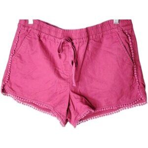 Loft Outlet Womens Running Shorts XL‎ Pom-Pom Trim Elastic Waist pink